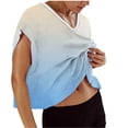 thumbnail image 2 of Hfnxid Womens Summer Top Loose Fit Cap Sleeve Workout Shirts Open Back Gradient Tops Casual Athletic Gym Running Tees Light Blue L, 2 of 6
