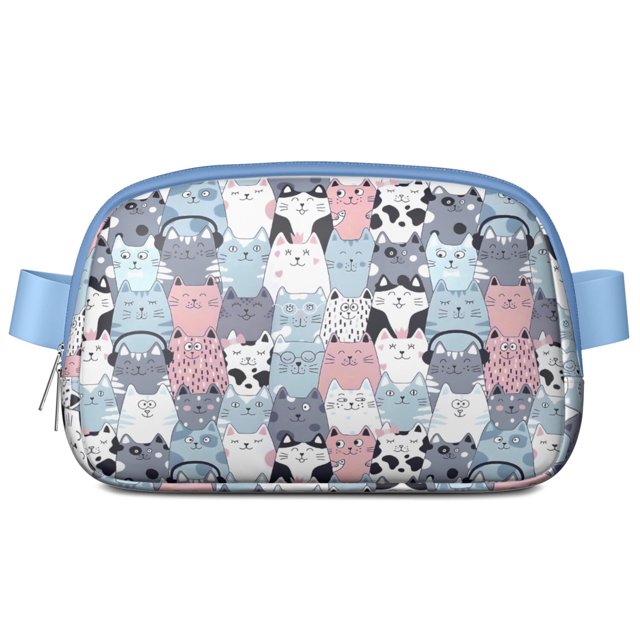 Funny Cat Waist Bag – Cute Pet Lover Fanny Pack with Paw Print Pattern, Perfect Gift for Cat Fans with Adjustable Strap & Zipper Pockets