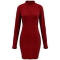 thumbnail image 5 of YTCAMLO Ribbed Knit Sweater Dress for Women Casual Long Sleeve Mock Neck Bodycon Dress Stretch Slimming Fall Winter Mini Dress, 5 of 7