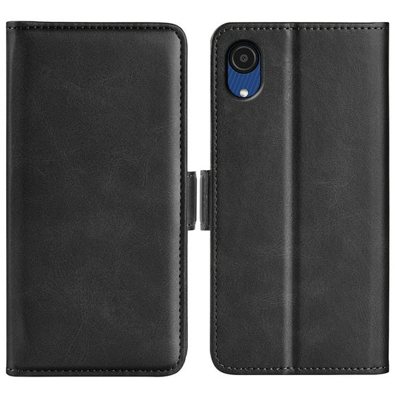 AMZER Dual-side Magnetic Buckle Horizontal Flip Leather Wallet Case with Holder & Card Slots for Samsung Galaxy A03 Core