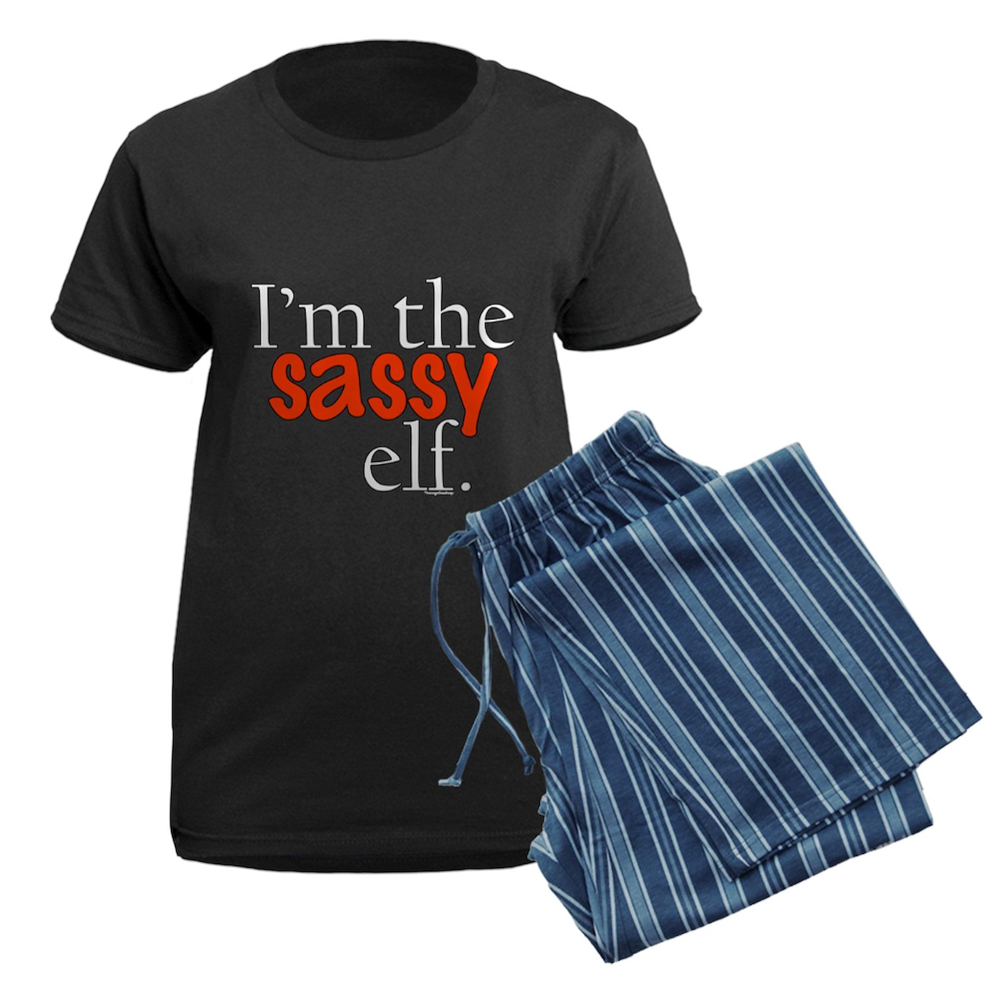 CafePress - Sassy Elf Women's Dark Pajamas - Women's Short Sleeve Print T-Shirt and Pants Dark Cotton Pajama Set