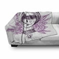 thumbnail image 3 of Day of the Dead Soft Flannel Fleece Throw Blanket, Illustration Gothic Vampire Like Face Skull Flowers Image, Cozy Plush for Indoor and Outdoor Use, 60" x 80", Violet Purple and White, by Ambesonne, 3 of 6