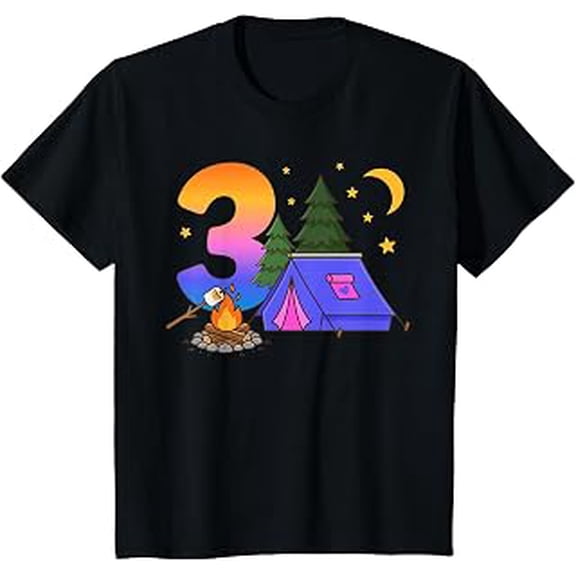 3rd Camping Birthday, Three Year Old, Camping Party, Birthday Celebration, Short Sleeve T-Shirt