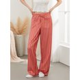 thumbnail image 7 of Raccmtaty Women Baggy Pants Drawstring Waist Wide Leg Striped Pants Multiple Pockets Trousers, 7 of 7