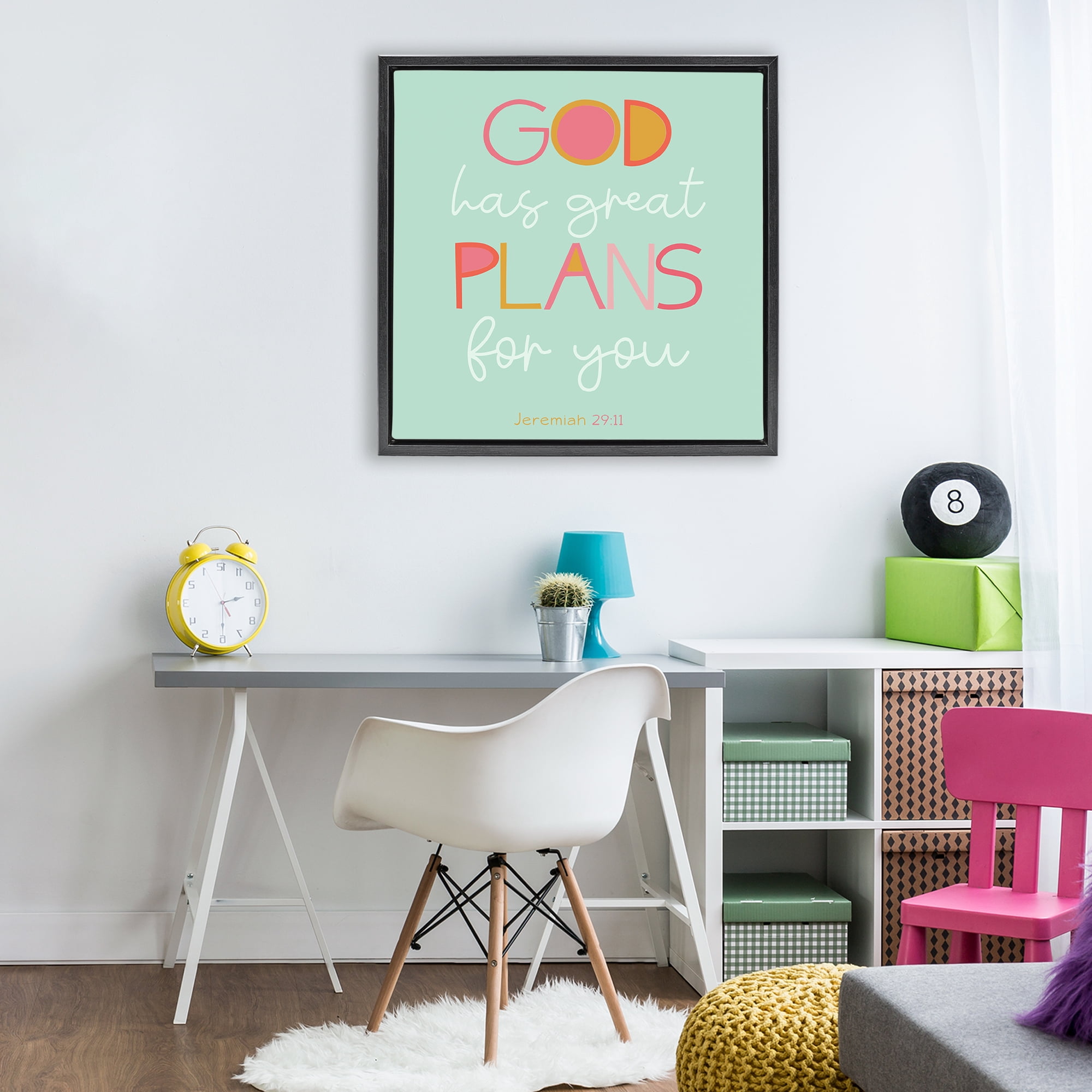 Stupell Industries Green God's Plans For You Black Framed Floater Canvas Wall Art, design by SD Graphics Studio