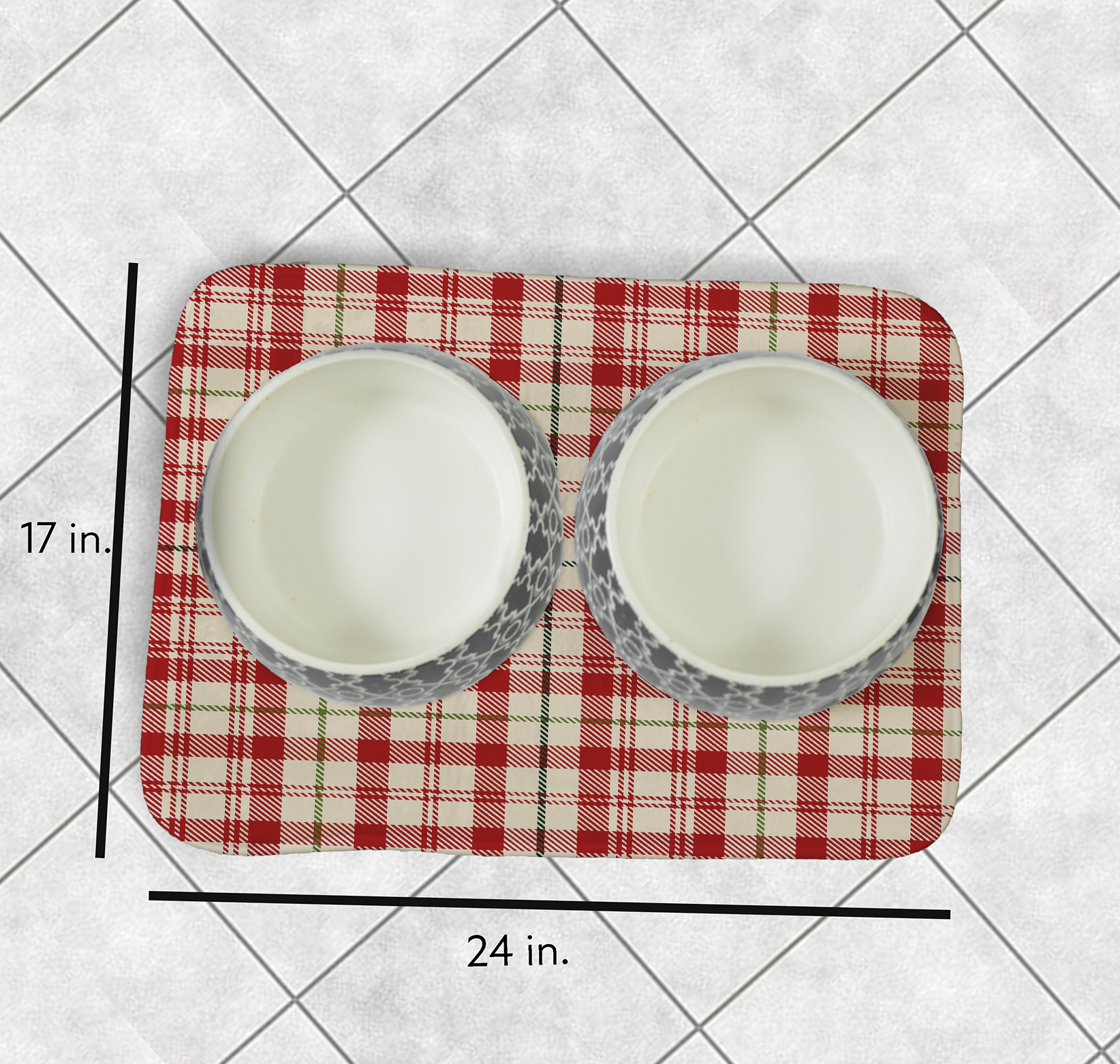 Simply Daisy Plaid Pet Feeding Mat for Dogs and Cats