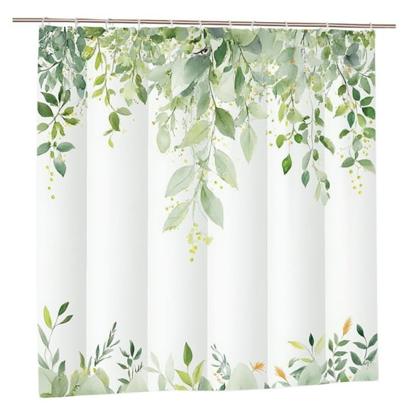 JOOCAR Polyester Shower Curtain with Green Leaves Pattern for Spring Summer Home Bathroom Bath Tub Decor 72x72 inch
