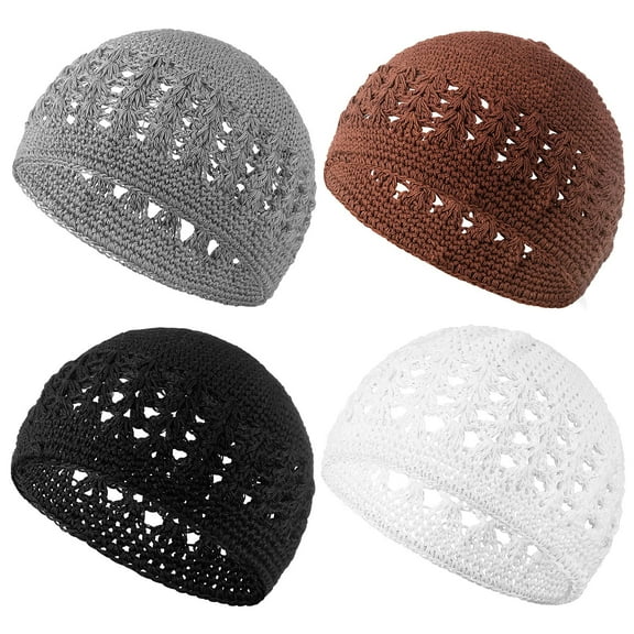 Kufi Hat for Men Knit Kufi Cap Crochet Beanie Skull Beanie Muslim African Hat for Men Women