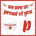 thumbnail image 6 of 76Pcs Nurse Graduation Decorations Class of 2024 - Red Glitter We Are so Proud of You Banner Congrats Nurse Balloon Banner Cake Topper Latex Balloon for Nursing School RN BSN Graduation Party Supplies, 6 of 6