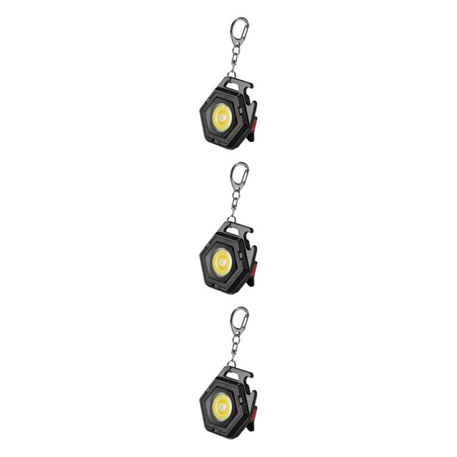 tssuouriy Keychain Flashlight Rechargeable Outdoor Keyring Light Key Chain Lamp Attachable Work Inspection Bottle Opener Black 3Set