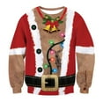 thumbnail image 4 of Women 3D Print Christmas Crewneck Sweatshirt with Novelty Santa and Cat Design Holiday Party Pullover Top, 4 of 6