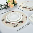thumbnail image 4 of 15.4" Round Placemat Set of 4 Polyester Fabric Place Mats Non-Slip Dining Kitchen Table Mats for Kitchen Party Decor Bow and Chickens, 4 of 5