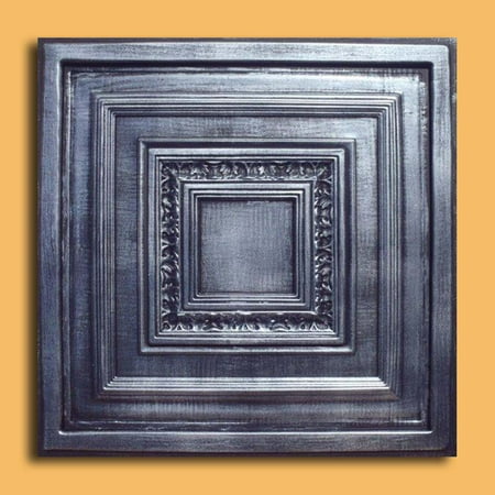 Antyx Antique Silver Black PVC Ceiling Tiles for Drop in Grid System (10 (Best Filler For Ceiling Cracks)