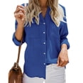 thumbnail image 3 of Dellytop Womens Button Down V Neck Long Sleeve Cuffed Shirts, 3 of 4