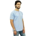 thumbnail image 2 of Atasi Men's Short Sky Blue Kurta Cotton Casual T-Shirt Ethnic Tunic-XX-Large, 2 of 7