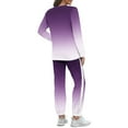 thumbnail image 4 of Cotton Lounge Outfits 2 Piece Sweatsuits Womens Long Sleeve Crewneck Pullover Tops Drawstring Sweat Pants Tracksuit (XL, Purple), 4 of 6