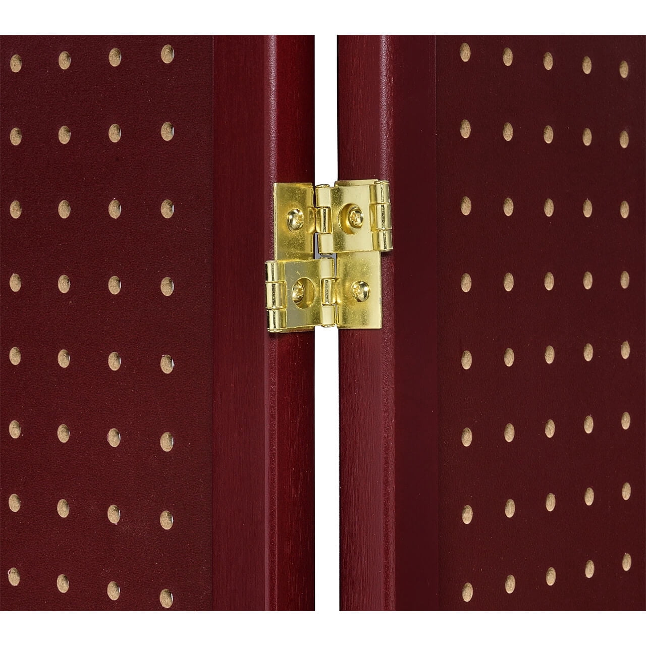 4 Panels Room Divider Folding Screen Pegboard Insert Red Color 71' High x 70" Wide Freestanding