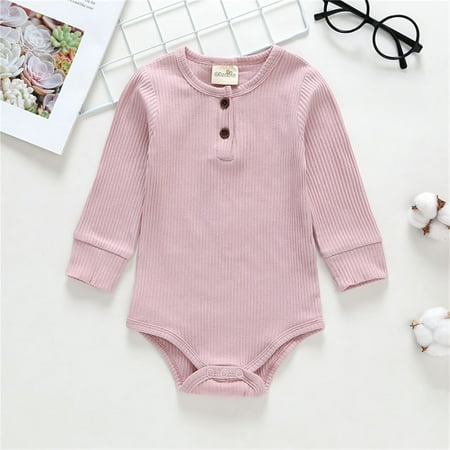 

Hunpta Infant Kids Newborn Baby Girls Boys Long Sleeve Solid Ribbed Romper Bodysuit Outfits Clothes