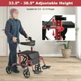 thumbnail image 5 of Giantex 2 in 1 Rollator Walkers for Seniors, Folding Rollator Walker w/Adjustable Handle, Red, 5 of 9
