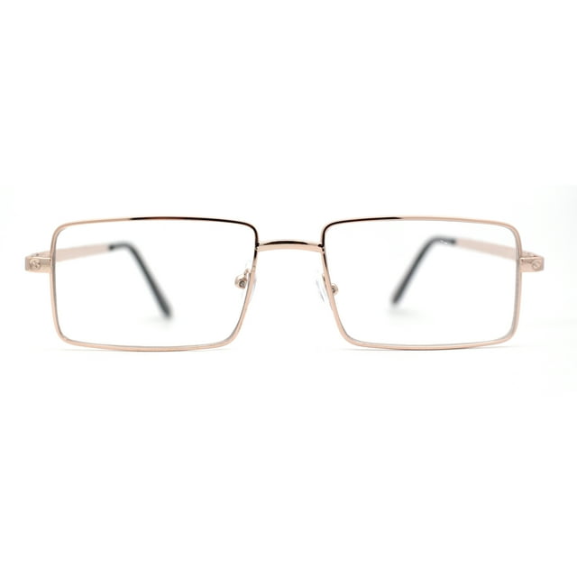 Squared Rectangle Dad Style Metal Rim Eye Glasses Rose Gold