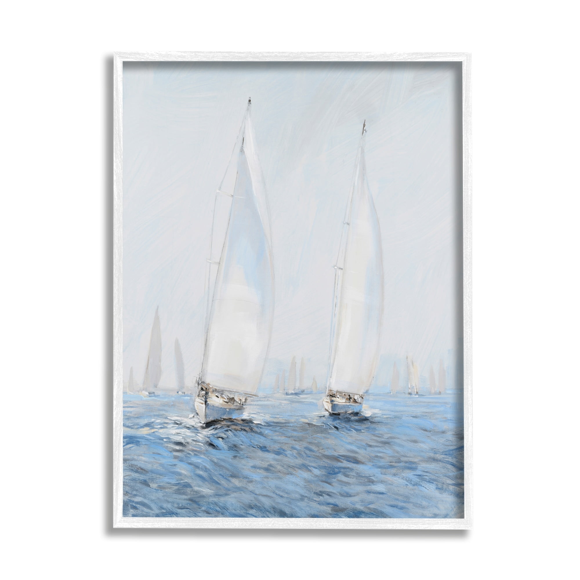 Stupell Industries Beautiful White Sailboats Drifting Ocean Waves Painting , 11 x 14, Design by Tim OToole