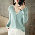 thumbnail image 4 of 2024 Spring And Autumn Sweater New Women's V-neck Cardigan Solid Color Long Sleeve Women's Clothing Cardigan ZD035, 4 of 5