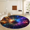 thumbnail image 1 of Round Rug 6ft Abstract Colorful Rays Area Indoor Circle Rug Round Washable Rug, Floor Mat Print Non Slip Carpet Kitchen Living Room Dining Room Playroom Decor, 1 of 1