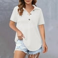 thumbnail image 2 of BXINGOHAI Women's Long Sleeve Waffle Knit Shirts Dressy Casual Loose Button Up V Neck Henley Tops 2025 Fall Basic Tee Blouse White,M, 2 of 5