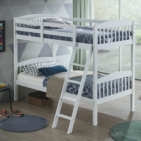 Gymax Wood Hardwood Twin Bunk Beds, Twin Size Bed For 2 Year Old