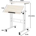 thumbnail image 6 of Soges 2-Tier Computer Desk with Wheels Height Adjustable Sit to Stand Desk Home Snack Side Table with Castors Mobile Standing Desk, Maple, 6 of 7