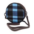 thumbnail image 2 of Leather Shoulder Round Bag 7.1×2.36in Fashion Casual Crossbody Bag Shoulder Bag For Work Travel Business Shopping Date Slateblue Buffalo Plaid Check Tartan Scotland_3, 2 of 5