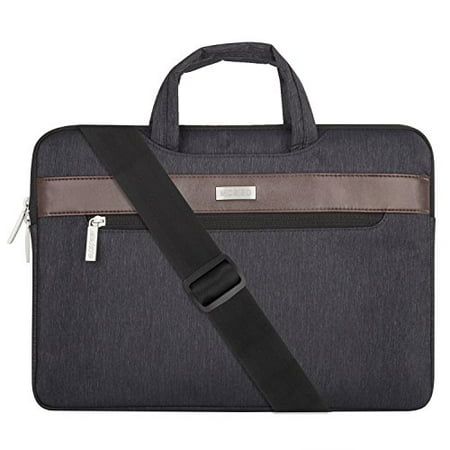 Laptop Shoulder Bag Briefcase, Polyester Sleeve Case Cover Handbag with Horizontal PU Strip for 13-13.3 Inch MacBook Notebook Computer,