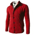 thumbnail image 2 of JTieacloth Mens Lightweight Sweaters Male Autumn And Winter Sweater Jacket Cardigan Button Solid Color Long Sleeve Standing Collar Jacquard Casual Sweater(Red), 2 of 4