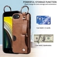 thumbnail image 6 of for iPhone 7 / 8 / SE 2022 & 2020 Back Case with Wristband Card Holder Drop Protective Cover with Stand PU Leather All-round Shockproof Finger Ring Snap Bracket for iPhone 7 / 8 / SE 2022 & 2020,Brown, 6 of 10