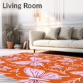 thumbnail image 2 of ODIKA 8'x10' Machine Washable Non-Slip Area Rug, Elegant Motif with Delicate Swirls and Floral Accents High Traffic Rug, Orange, 707567, 2 of 7