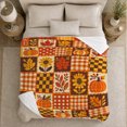 thumbnail image 5 of Autumn Harvest Patchwork Design, Cozy Friendship Quote Scene, Warm Flannel Blanket for Living Room and Reading Nook, Art Lovers Thanksgiving Gift, Artistic Home Decor, 5 of 9