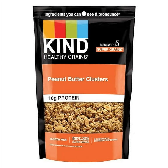 KIND Healthy Grains Granola, Peanut Butter Clusters, Healthy Snacks, Gluten Free, 100% Whole Grains, 10g Protein, 11oz, 1 Count ( Pack of 3 )
