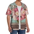 thumbnail image 2 of Rateoe Vintage Typewriter Floral Pattern Men's Short Sleeve Classic Shirt, Casual Short-Sleeved Shirt, Lightweight Summer Shirt, Cuban Collar Shirt,Button-Front Shirt-3X-Large, 2 of 5