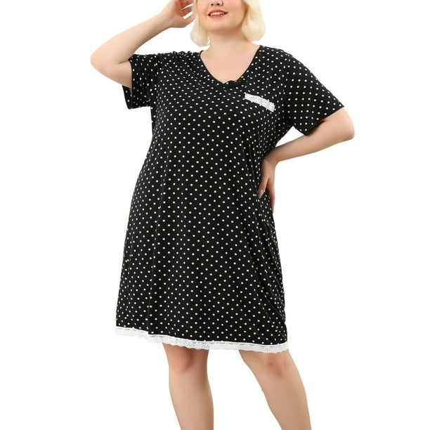Camisón de mujer Agnes Orinda Tallas grandes Vestido de lunares Negro XXL