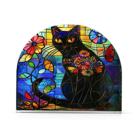 Ryvnso Art Cat Flower Pattern Acrylic Napkin Holder Table Kitchen Paper Tissue Organization