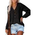 thumbnail image 4 of Vera Natura Womens Button Down Knitted Pullover Henley V Neck Sweaters Fall Long Sleeves Sweater, 4 of 6