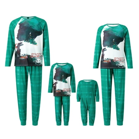 

Binpure Family Matching Pajamas Set Christmas Tree Letter Dog Print O-Neck Long Sleeve Tops+ Plaid Long Pants for Kids Adults