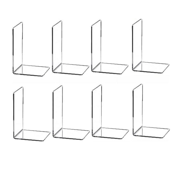 8 Sujetalibros Transparentes, EstanteríA AcríLica, Sujetalibros en Forma de L, Compartimento para áLbum de Fotos, Tablero de Almacenamiento, Clip para Libro