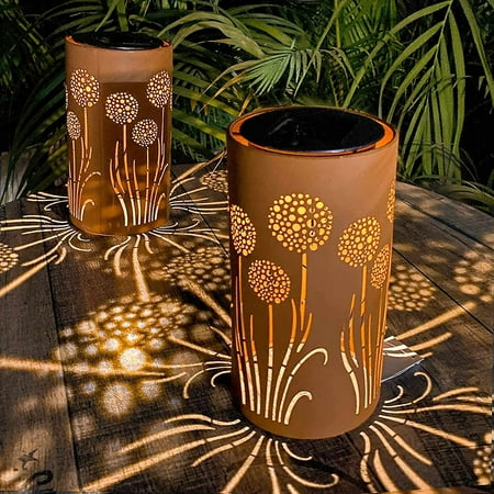 

Outdoor Solar Table Lamp Metal Dandelion Solar Lantern Light Retro Orange Finish $ Solar Dandelion L