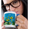 thumbnail image 2 of 3drose, Colourful Tropical Plants and Fish Design Personalized with a Female Name Lisa, 15oz Two-tone Blue Mug, 2 of 6