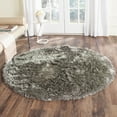 thumbnail image 1 of Safavieh Paris Shag Collection SG511 Handmade Silken Glam 2.5-inch Thick Area Rug, 3' x 3' Round, Silver, 1 of 2