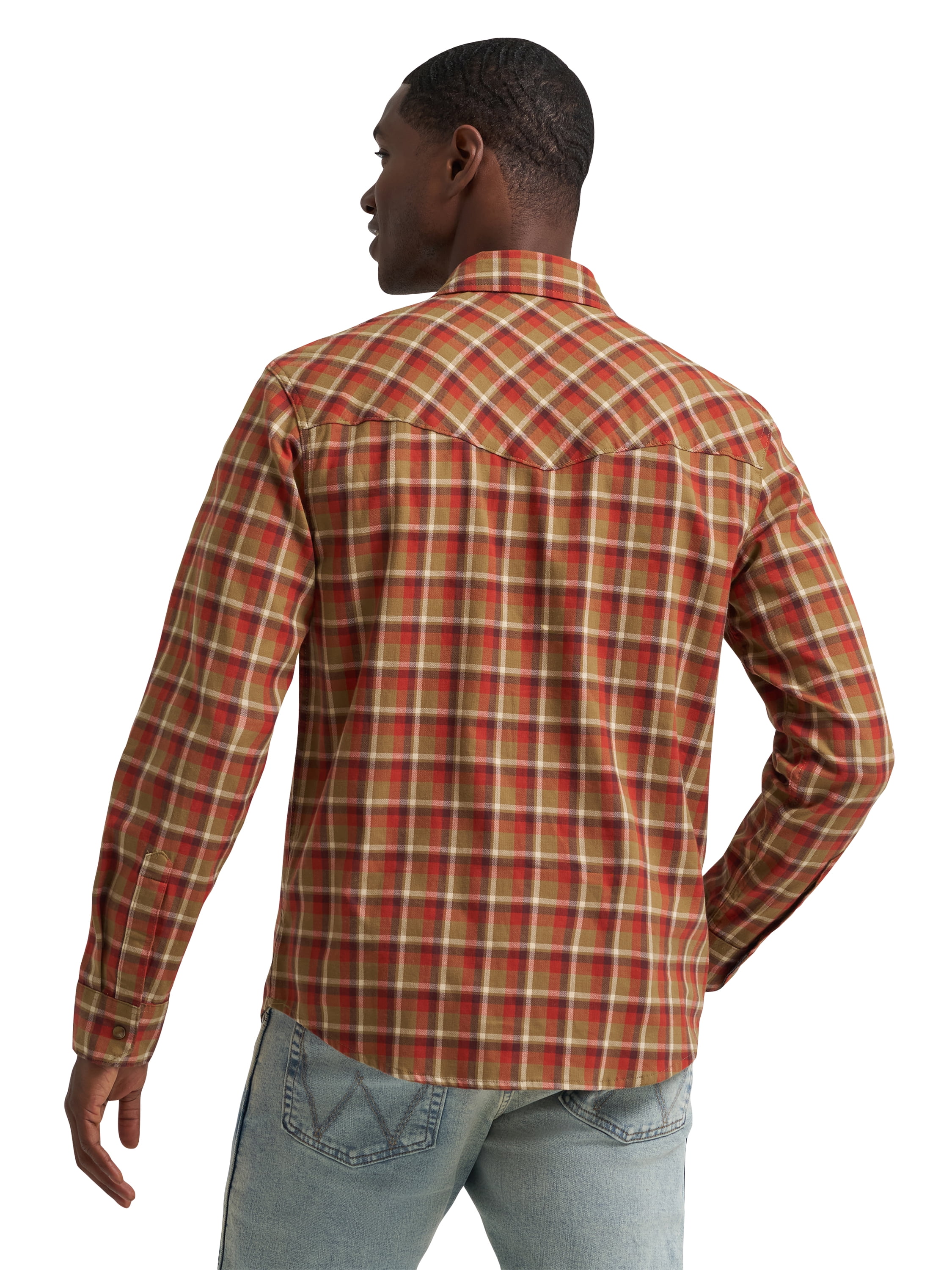Wrangler® Men's and Big Men's Regular Fit Long Sleeve Fashion Twill Plaid Shirt, Sizes S-2XL