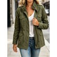 thumbnail image 5 of Long Sleeve Women Spring Fall Solid Color Zipper Coat Stand Collar Casual Military Anorak Jackets with Pocket, 5 of 7