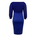 thumbnail image 4 of FAIWAD Robe à Sequins pour Femmes Manches Longues Col en V Robe Élégante Fendue Extensible Slim, 4 of 4