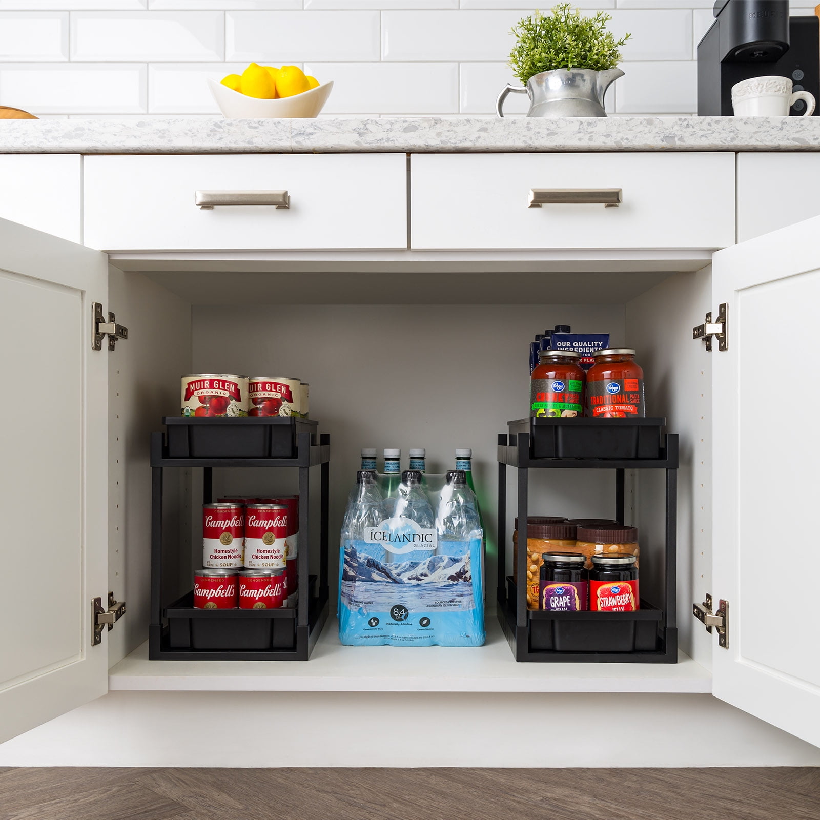 IRIS 2 Tier Under Sink Organizer, Storage with Sliding Drawers - Versatile solution for Office, 2Pk